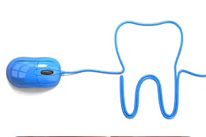 Drawing of a tooth connected to a computer mouse.